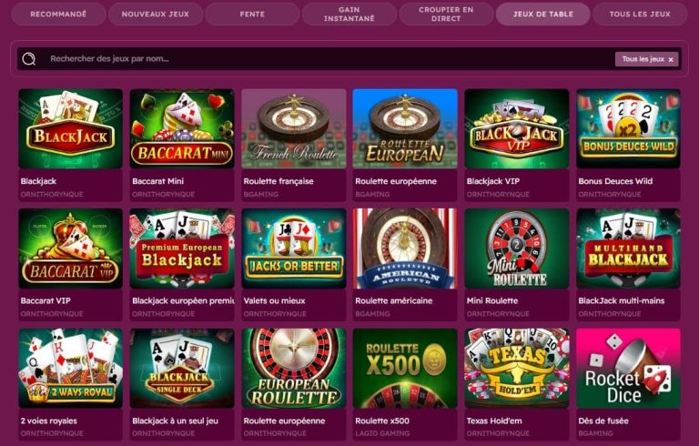 Let's Jackpot Casino jeux table