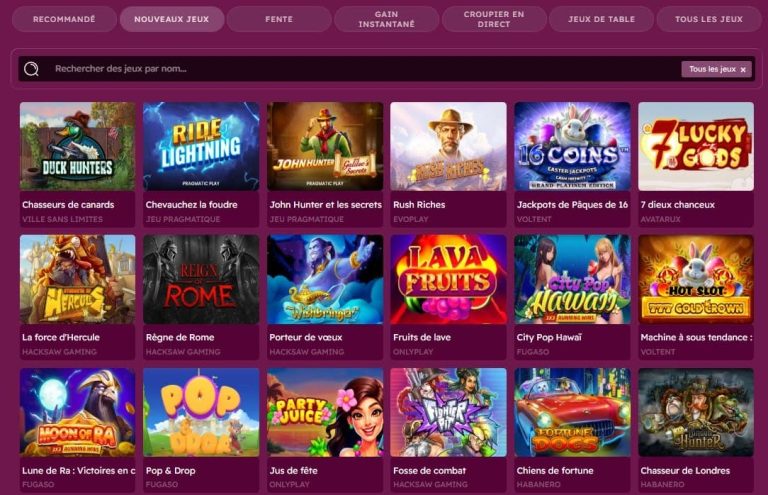 Let's Jackpot Casino nouveaux jeux