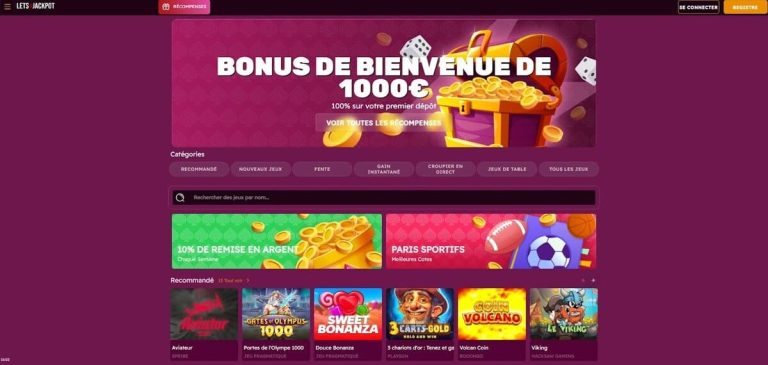 Let's Jackpot Casino page accueil